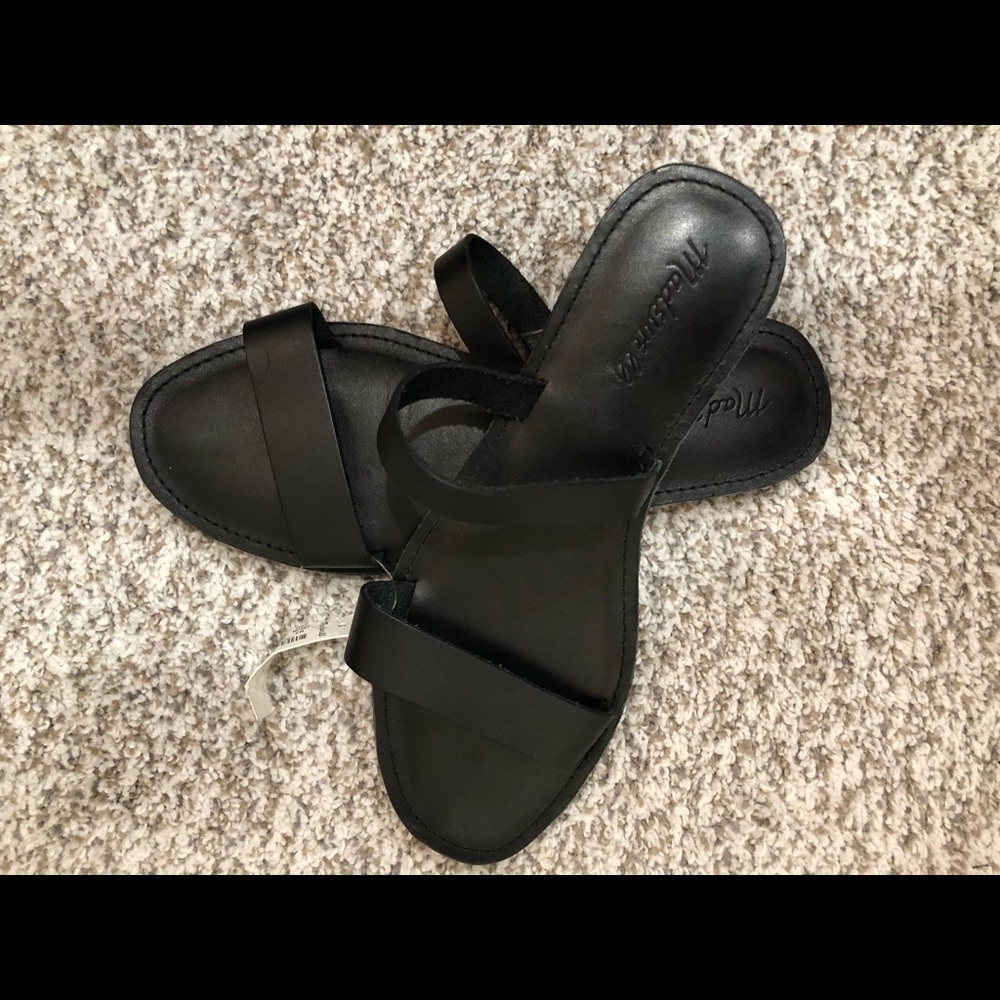 Madewell Boardwalk Double-Strap Slide Sandal in Leather NWT